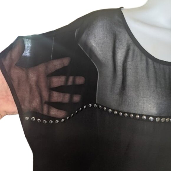 Black Blousy Top Blouse with Mesh Size 16 - Picture 2 of 3